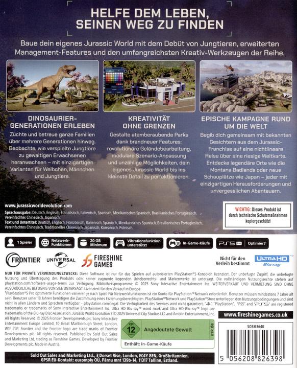 Productafbeelding Sold Out Jurassic World Evolution 3 (PS5, DE)