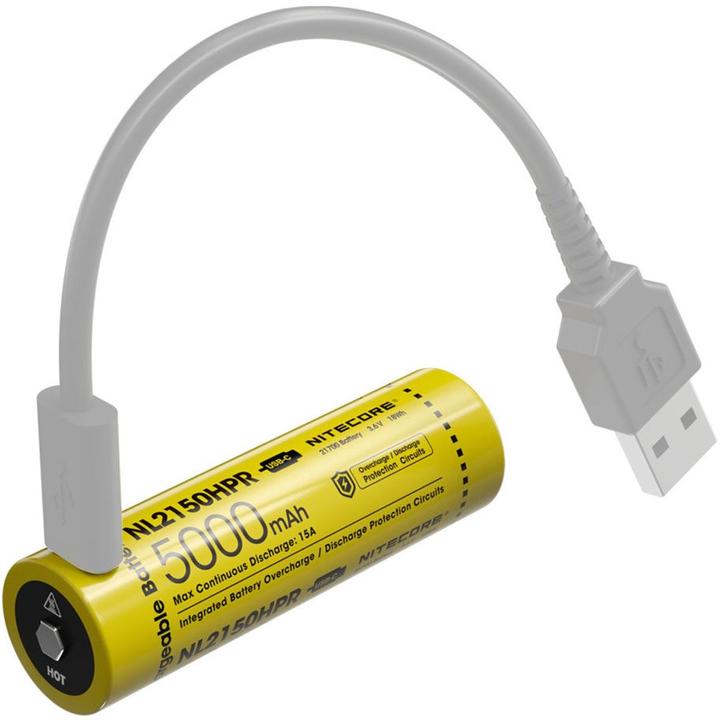 Actual product image Nitecore Li-Ion battery 21700, 5000mAh, NL2150HPR USB-C