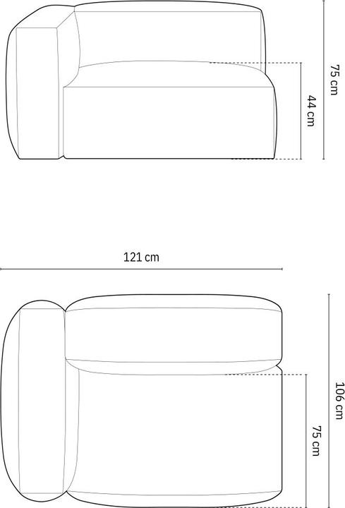 Image du produit Micadoni Chauffeuse Gauche, "Martina", 1 Place, 121x106x75 Fabriqué en Europe (Canapé modulaire, 1 place)