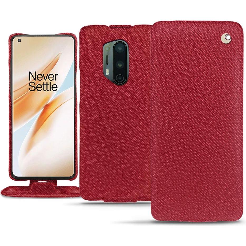 Thumbnail - Noreve Lederschutzhülle vertikal (OnePlus 8 Pro), Smartphone Hülle, Rot
