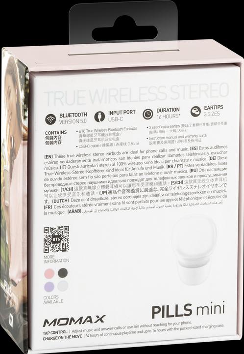 Produktbild Momax Audio PILLS MINI Bluetooth Earbuds (5 h, Kabellos)