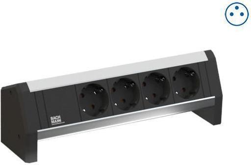 Actual product image Bachmann Desk 1 - 4 AC outlets - Indoor - Type E - Aluminium - Plastic - Black - Sil (4 x, CEE 7/5, CEE 7/3)