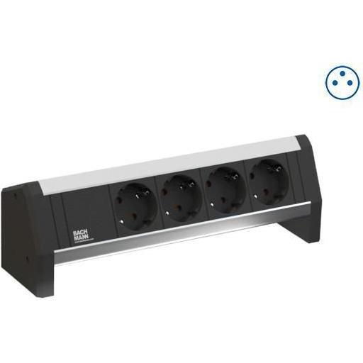 Bachmann, Steckdosenleiste, Desk 1 - 4 AC-Ausgänge - Indoor - Typ E - Aluminium - Kunststoff - Schwarz - Sil (4 x, CEE 7...