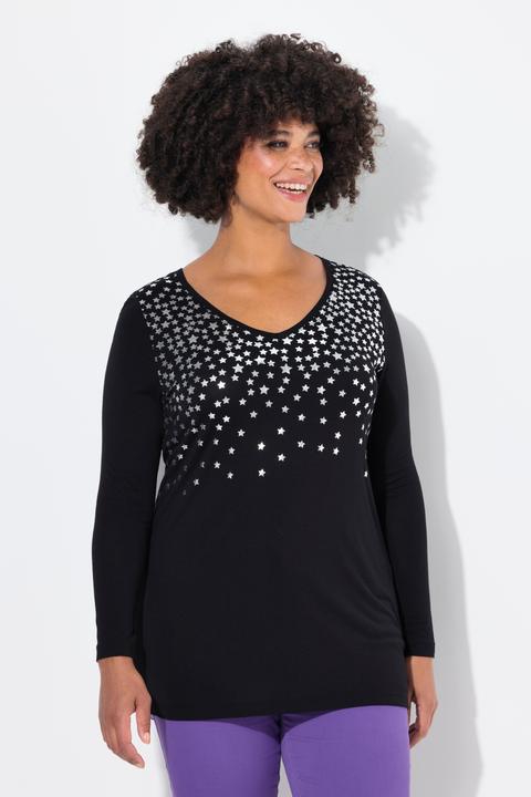 Produktbild Angel of Style T-Shirt, A-Linie, silberner Sternendruck, Langarm (46)