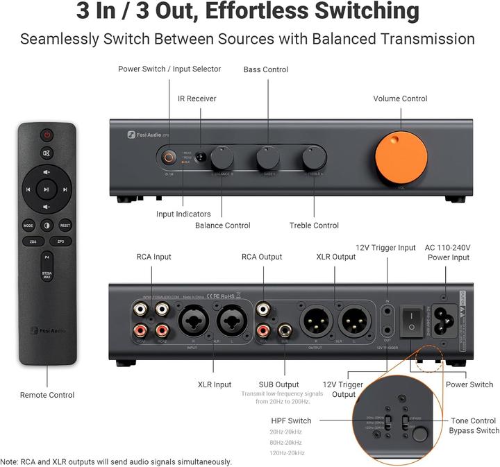 Immagine prodotto Fosi Audio ZP3, 2.0 Kanal Vorverstärker (Pre- & Power Amplifier combinazione)