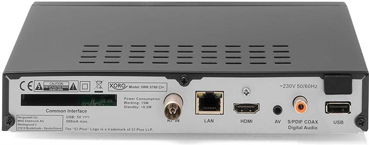Actual product image Xoro HRK 8760 (DVB-C, CI+ slot)