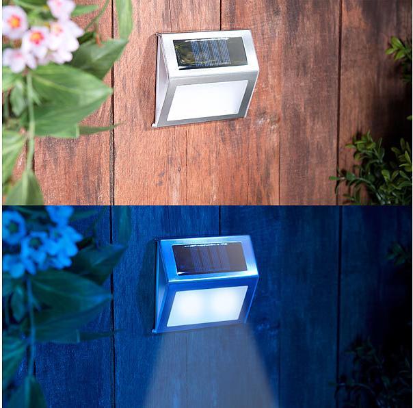 Produktbild Lunartec 8er-Set Solar-LED-Wand- & Treppen-Leuchten (20 lm, IP44)