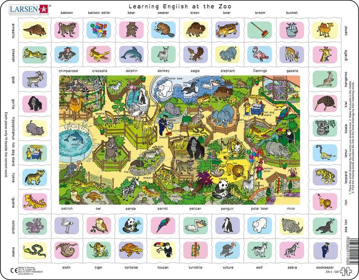 Produktbild Larsen Puzzle - Learning English (5) at the Zoo (70 Teile)