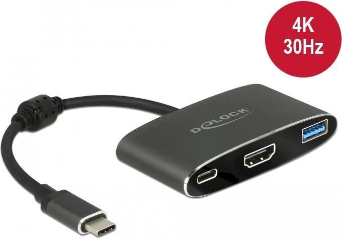 Produktbild Delock Monitoradapter USB Typ-C zu HDMI/USB3 & PD (HDMI, USB 3.0, USB Typ-C, 16 cm)