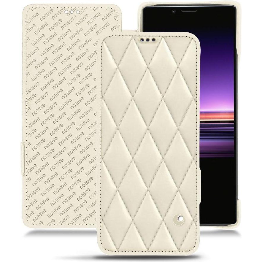 Noreve Lederschutzhülle horizontal (Sony Xperia 1), Smartphone Hülle, Weiss