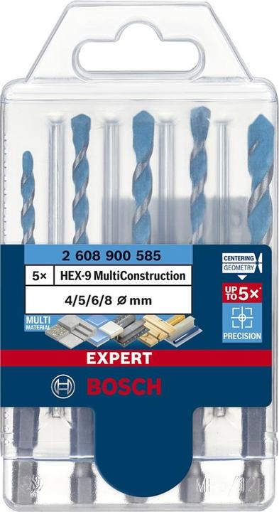 Produktbild Bosch Professional Zubehör EXPERT HEX-9 Multi Construction Bohrer-Set, 4/5/6/6/8 mm, 5-tlg. (4 mm, 5 mm, 6 mm, 8 mm)