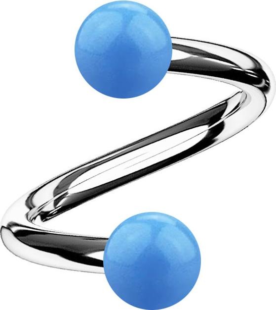 Produktbild Star Piercing Micro Spirale silber mit zwei Kugeln hellblau (Acryl, ohne Messing, Chirurgenstahl 316L)