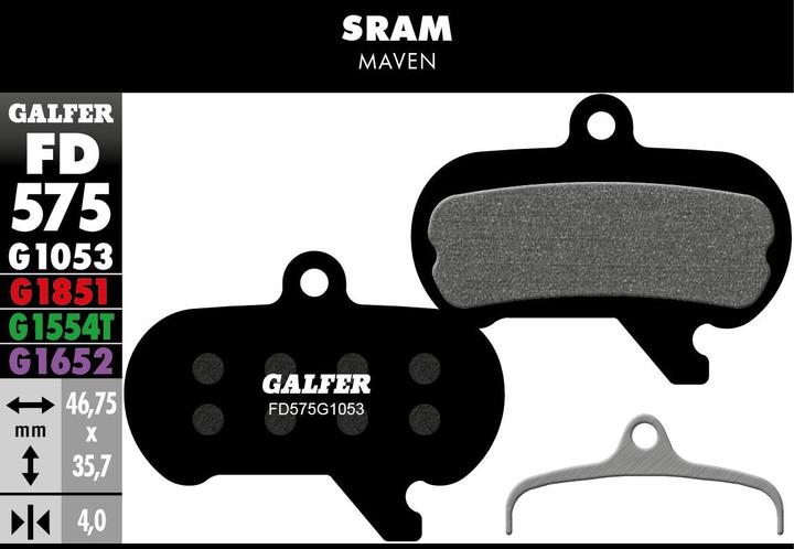 Image du produit Galfer Bike GALFER Brake Pad FD575 Performance "Sram Maven (SRAM, Semi-métallique)