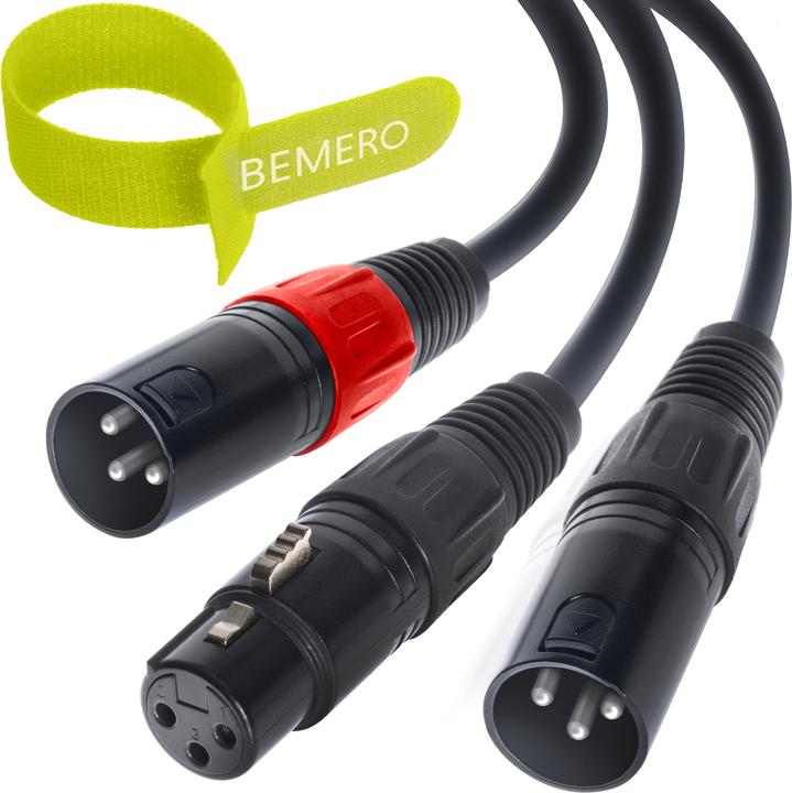 Image du produit Bemero BAC4043-150BK Câble adaptateur en Y 1x XLRf - 2x XLRm 1.5m noir (1.50 m, Câbles XLR)