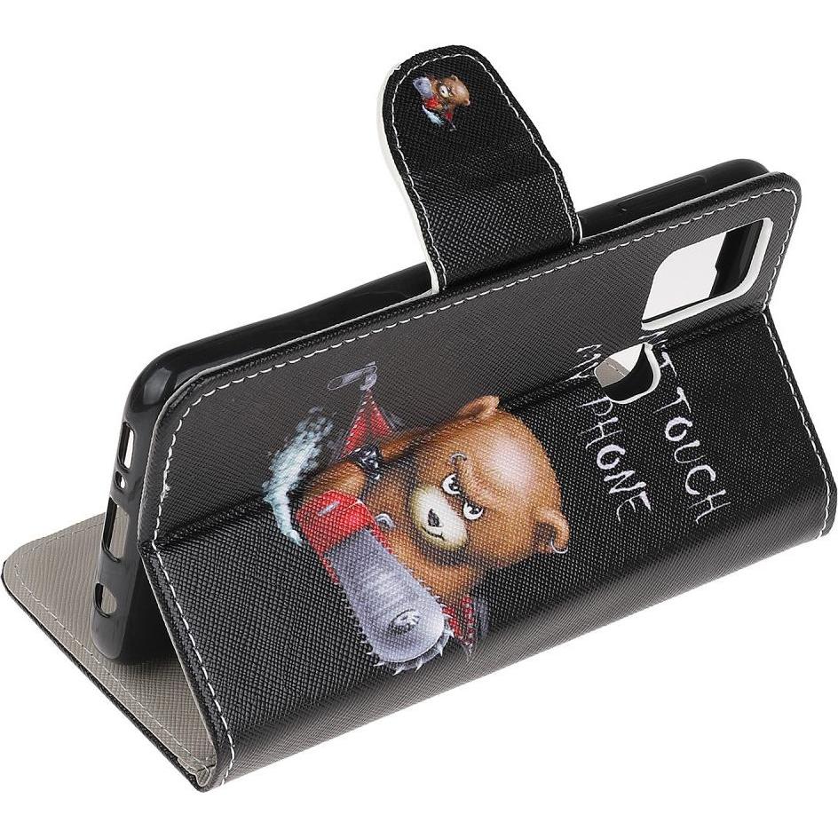 Thumbnail - Cover-Discount Galaxy A21s - Leder Hülle Don't Touch Bär (Samsung Galaxy A21s), Smartphone Hülle, Schwarz, Mehrfarbig