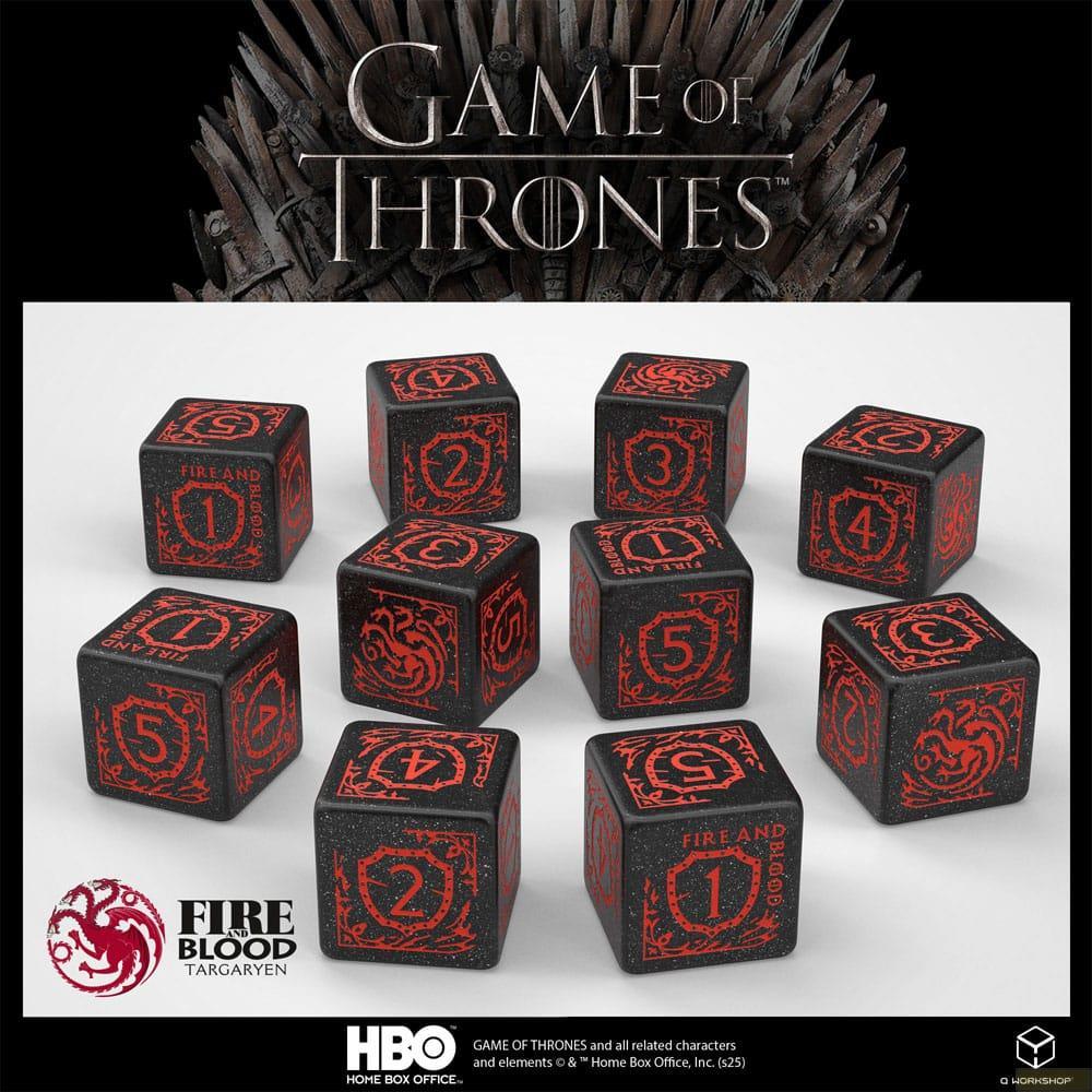 Q Workshop Game of Thrones. Targaryen 10xD6 Dice Set.