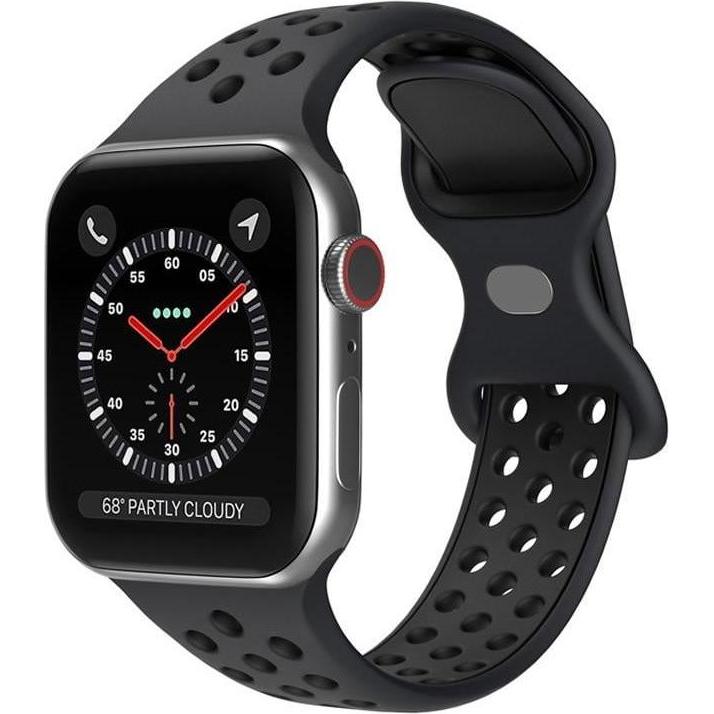 Strap-it Sportarmband (Silikon, Apple Watch), Uhrenarmband, Schwarz, Mehrfarbig, Grau