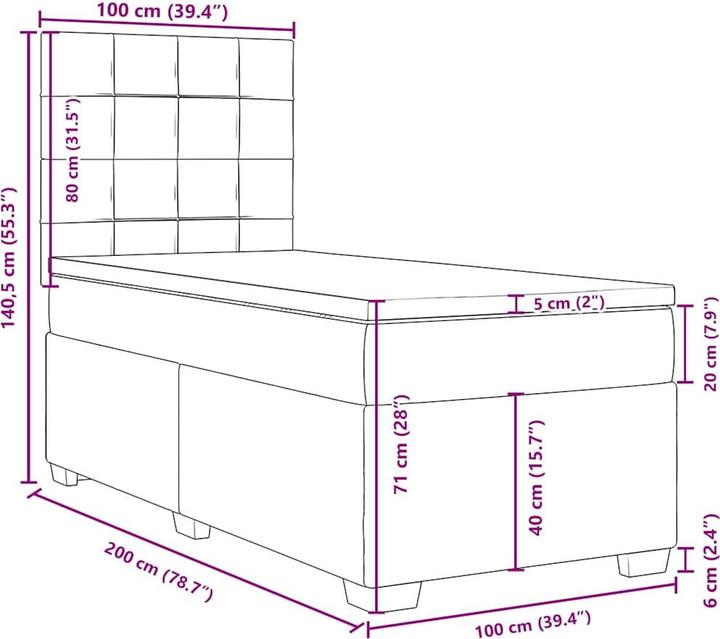 Produktbild vidaXL Boxspringbett (100 x 200 cm)
