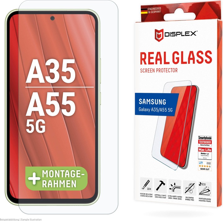 Productafbeelding Displex Real Glass, 2D Panzerglas (1 Stuk, Samsung Galaxy A35, Samsung Galaxy A55)
