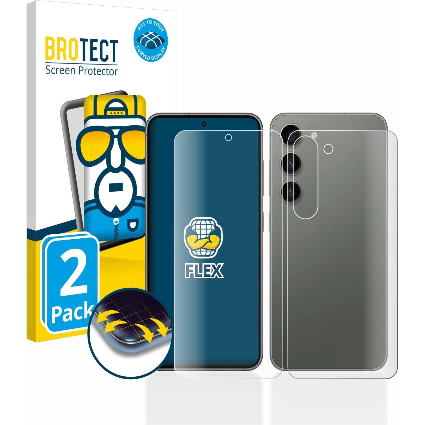 BROTECT Full-Cover Displayschutz (2 Stück, Samsung Galaxy S23), Smartphone Schutzfolie, Transparent