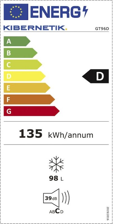 Label énergétique Kibernetik FSP Congélateur bahut (Autonome, 98 l)