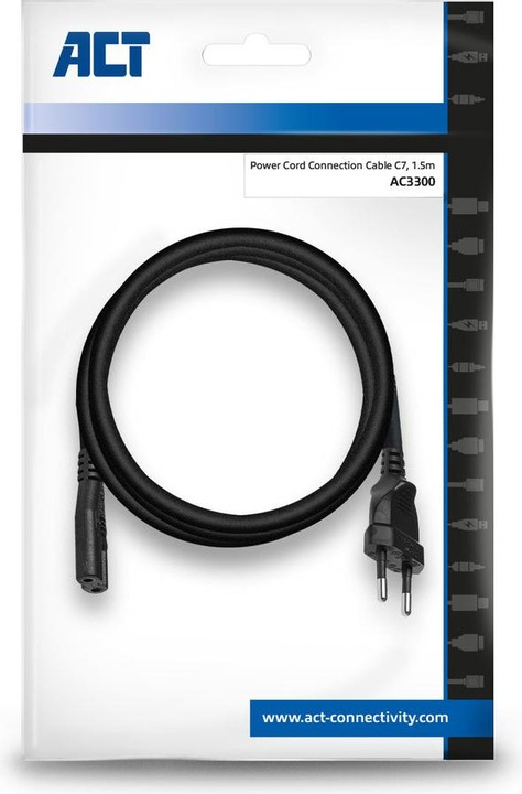 Actual product image Powercord Euro male - C7 female black 1.5 m (1.50 m)