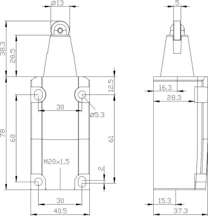 Actual product image Siemens Position switch 40mm roller plunger