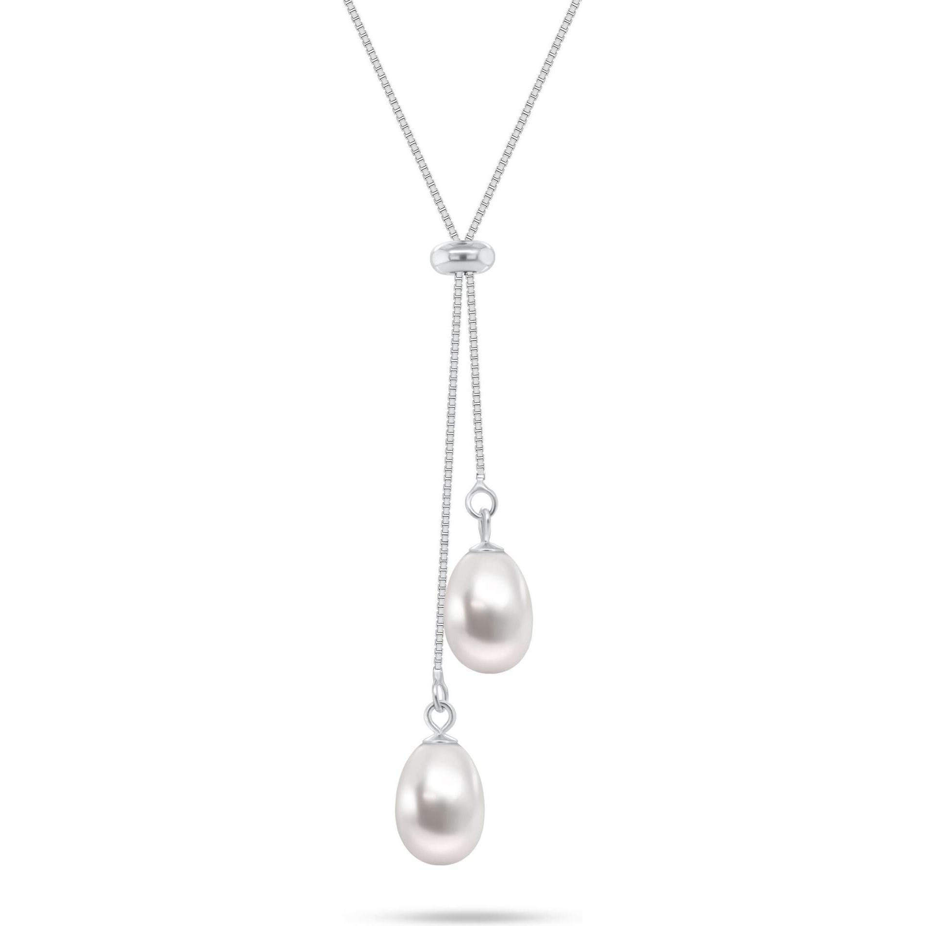 Brilio, Collana, Schiebekette aus Silber mit echten Perlen NCL217W, (Argento)