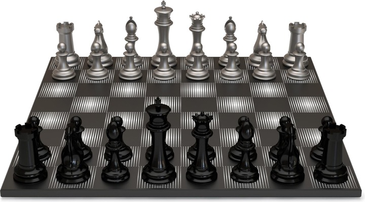 Immagine prodotto Skyline Chess Gioco degli scacchi - Serie Acciaio - Nero vs Argento - Gloss finish (with Wooden Gradient Square Bo