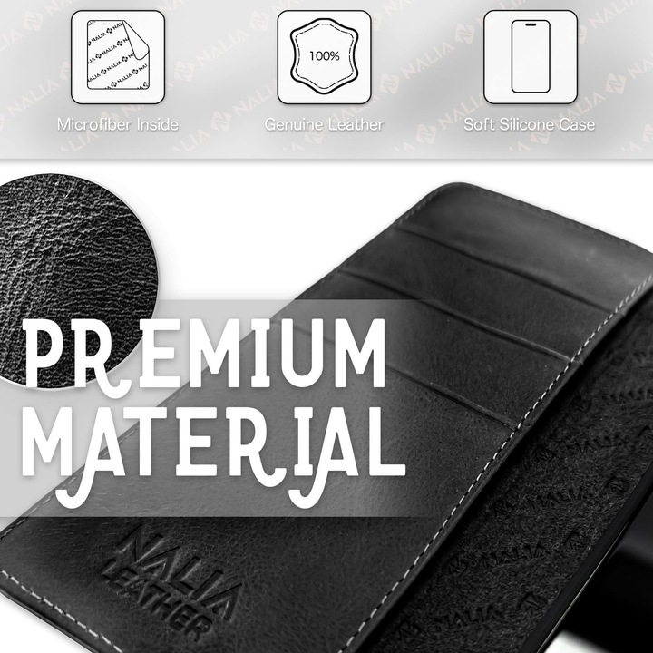 Produktbild Nalia Echt Leder Flip Case Hülle mit Magnetverschluss (Samsung Galaxy S23 Ultra)