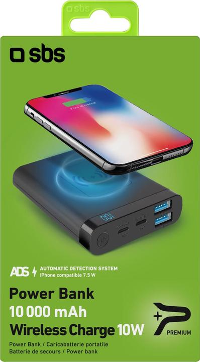 Immagine prodotto SBS Powerbank senza fili con 10 Watt (10000 mAh, 10 W, 37 Wh)