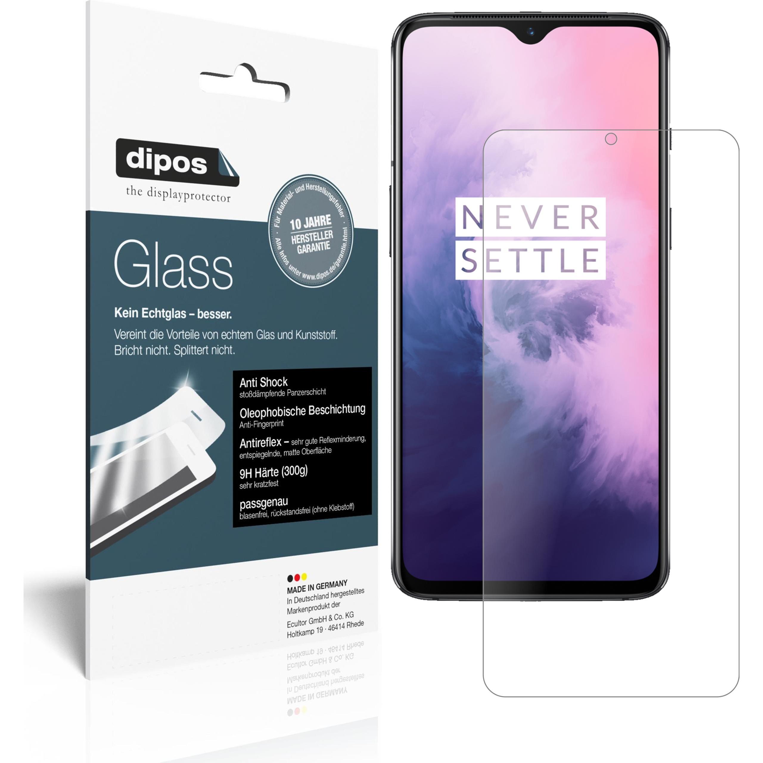 Dipos Displayschutz Anti-Shock (2 Stück, OnePlus 7), Smartphone Schutzfolie, Transparent