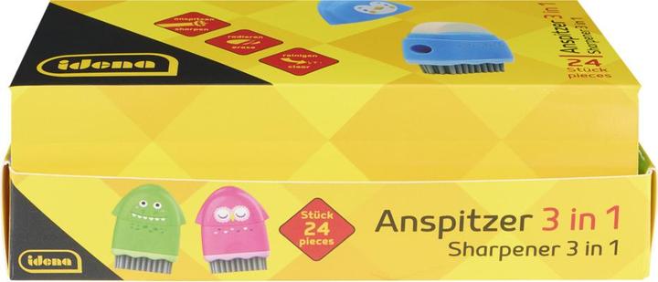 Actual product image Idena Anspitzer 3in1 mit Radierer und Bürste 3fach sortiert