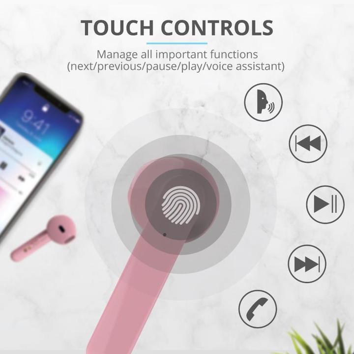 Produktbild Trust Primo Touch Bt Earphones Pink (12 h, Kabellos)