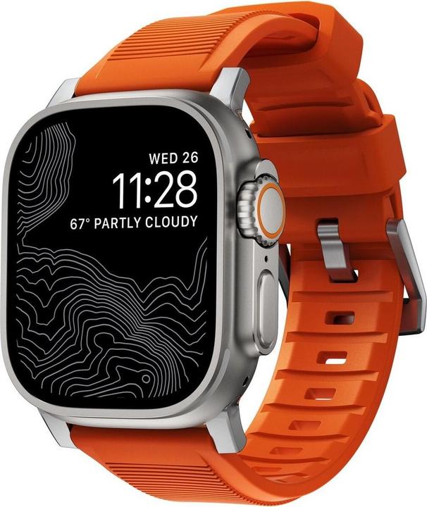 Immagine prodotto Nomad Cinturino rugged -ranneke, Apple Watch 49 / 45 / 44 /, oranssi / hopea (45 mm, 44 mm, 42 mm, 49 mm, Pneumatico)
