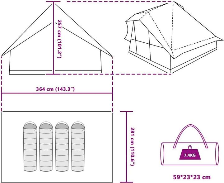 Produktbild vidaXL Tipi Zelt (Tipi Zelt, 7.40 kg)