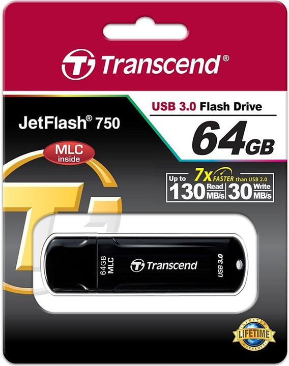 Image du produit Transcend 64GB JETFLASH 750, USB 3.0 (64 Go, USB-A)
