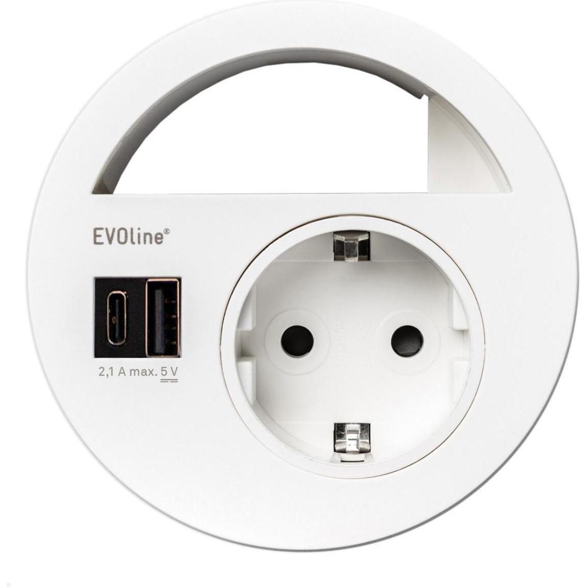 Evoline, Steckdose, Circle80 Einbausteckdose mit USB-Charger A/C, weiss