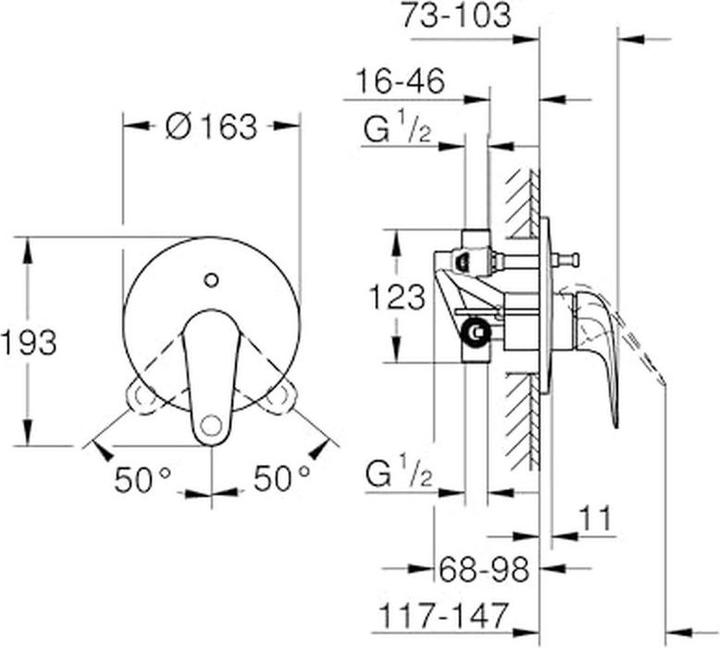 Actual product image Grohe Quickfix Swift Een grafts Bath/Shower Mixed Father - Construction Set for Hidden Installation