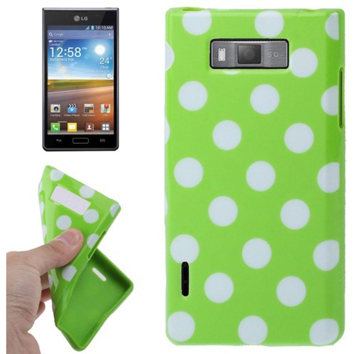 König Design Schutzhülle TPU Punkte Case für Handy LG Optimus L7 / E705 (LG Optimus L7), Smartphone Hülle, Grün