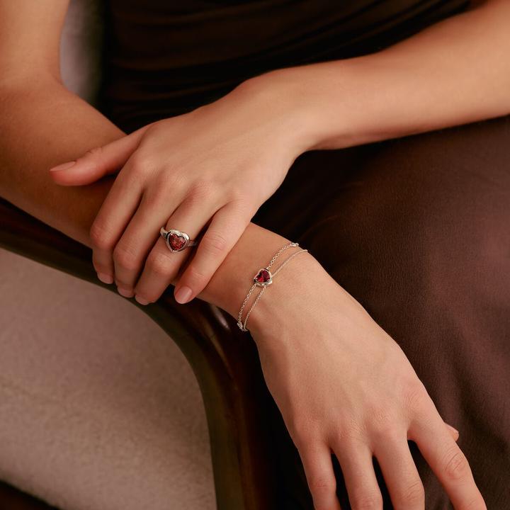 Immagine prodotto Thomas Sabo Armband Zweireihig mit Herz granatrot Elyndra Silber (Argento)