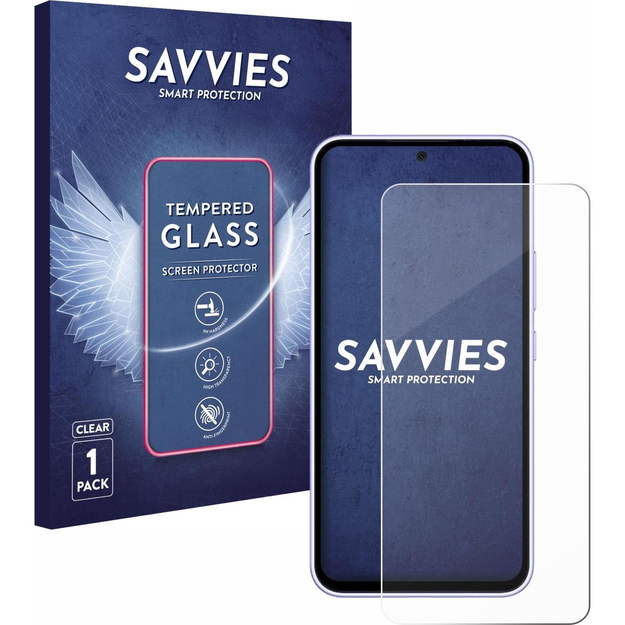 Savvies Panzerglas Schutzglas Displayschutz (1 Stück, Samsung Galaxy A54 5G), Smartphone Schutzfolie, Transparent