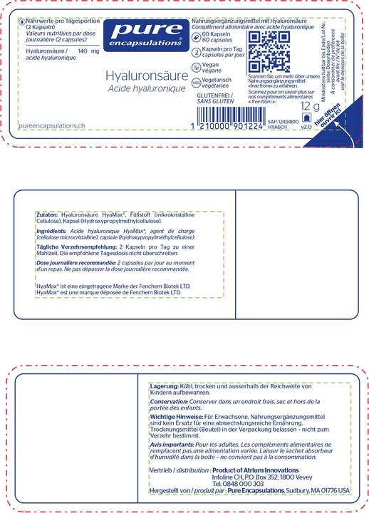 Actual product image Pure encapsulations Hyaluronsäure Kapsel (60 Piece, Capsules, 30 g)
