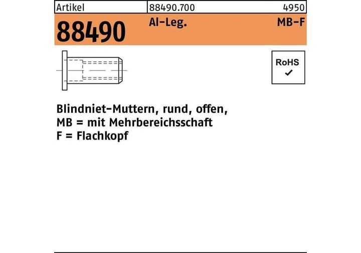 Image du produit Promat Écrou à river R 88490 Flachkopf