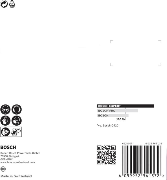 Image du produit Bosch Professional Zubehör Papier abrasif Expert C470 avec 8 trous pour ponceuse excentrique, 115 mm, G 240, 5 pcs. (240)