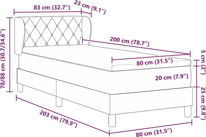 Produktbild vidaXL Boxspringbett (80 x 200 cm)