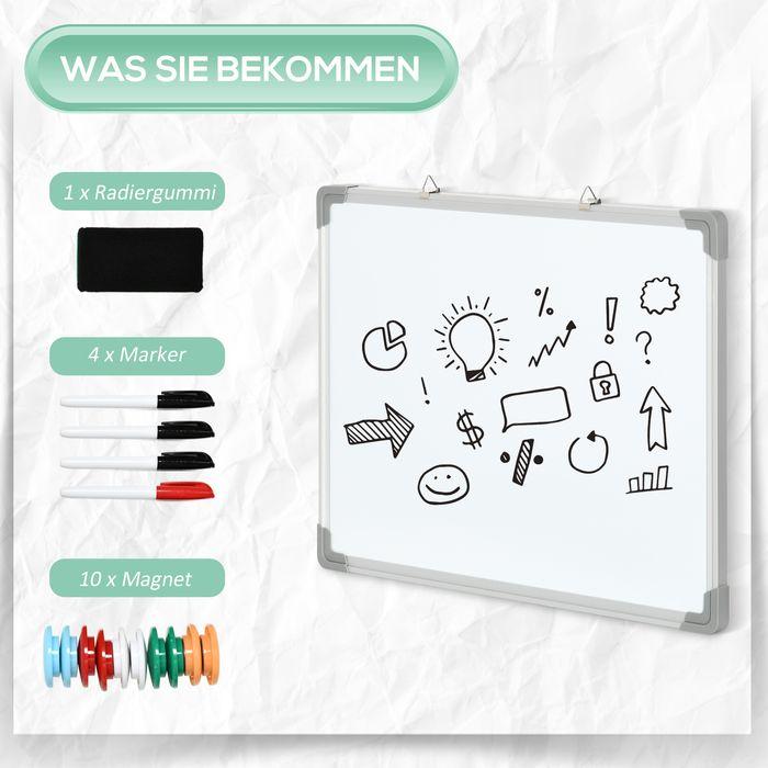 Actual product image Swisshandel24 Whiteboard Magnetic Magnetic board with 4 markers 1 eraser 10 magnetic easel Wall mounting easy (60 x 45 cm)