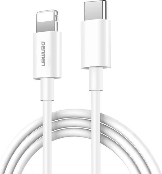Actual product image Denmen USB-PD-Kabel Typ C – Lightning, 20 W, 3,6 A, verstärkt, weiss, 2 m, D65 (2 m, 20 W)