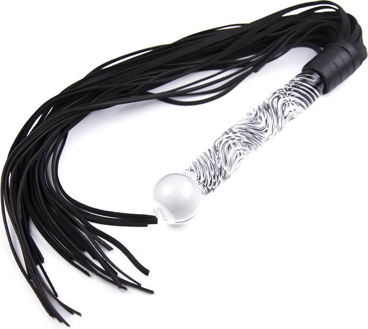 Kiotos Fancy Black Flogger with Glass Handle