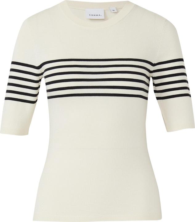 Image du produit Comma Strickpullover Kurzarmpullover im Slim Fit mit Streifen (40)